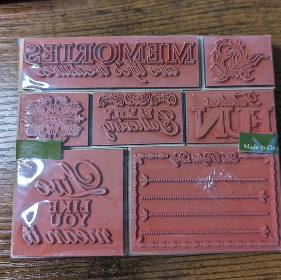 15 Wooden Rubber Stamps- Scrapbooking-Journaling- Teachers-Border-Note-Cat-Heart - Picture 4 of 9